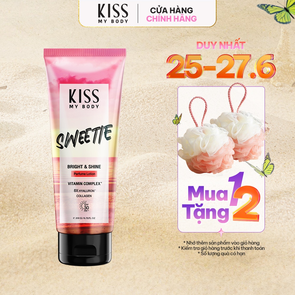 Sữa Dưỡng Trắng Da Toàn Thân Hương Nước Hoa Kiss My Body Bright & Shine Spf30 Pa+++ - Hương Sweetie 200G