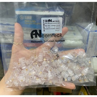 Hạt đầu bấm RJ11 Cat3 loại rj11 6p4c-Hạt thoại 4 chân đồng