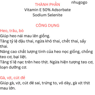 Nova E Selen qui cách gói 100 gram thức ăn