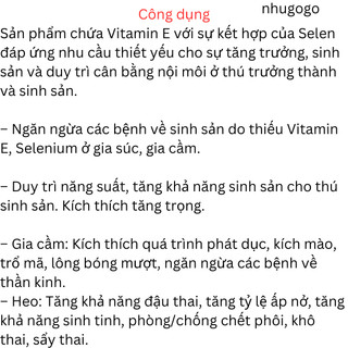 Nova E Selen qui cách gói 100 gram thức ăn