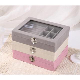 Hộp trang sức VẢI NHUNG 1 tầng 9 ô cổ điển lưu trữ đồng hồ ,hoa tai ,nhẫn nhỏ gọn tinh tế
