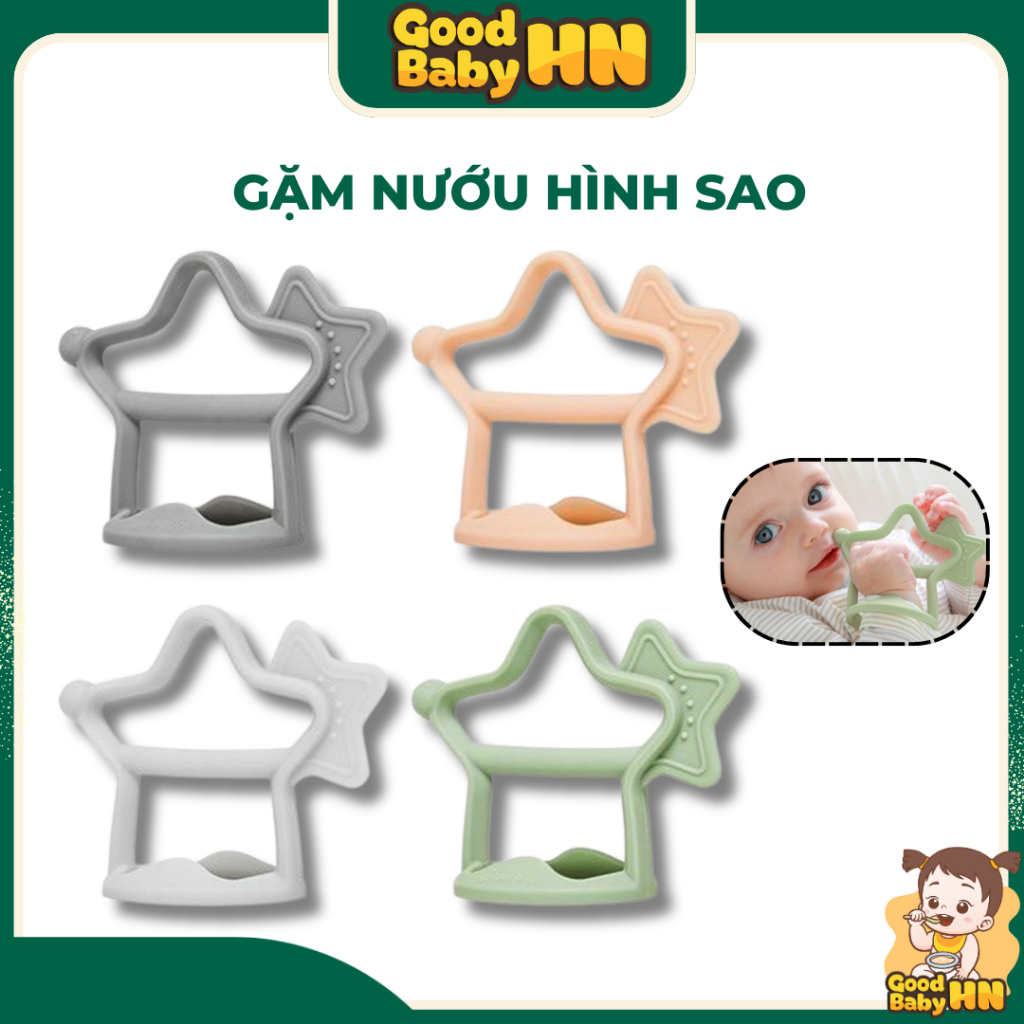 Gặm nướu silicon có quai cầm chống rơi cho bé từ 3 tháng trở lên