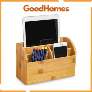 Khay cắm bút nhiều ngăn để bàn bằng gỗ tre