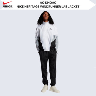 Áo khoác nam nữ_nike Heritage Windrunner Lab Jacket ; Áo khoác dù chạy bộ, tập luyện, chơi thể thao - Đen / Trắng / Xám