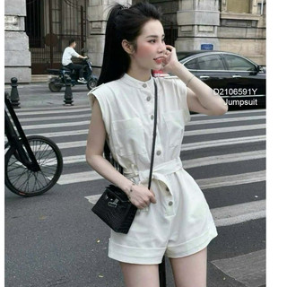 Jumpsuit short tăm nhung cổ đúc tay lật thời trang!
