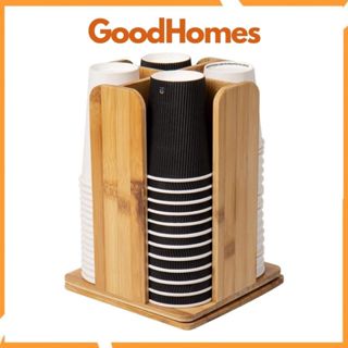 Kệ đựng ly trà sữa để ly giấy cốc nhựa cà phê bằng gỗ tre