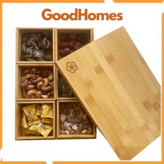 Khay hộp chia ngăn đựng đồ tiện ích bằng gỗ tre
