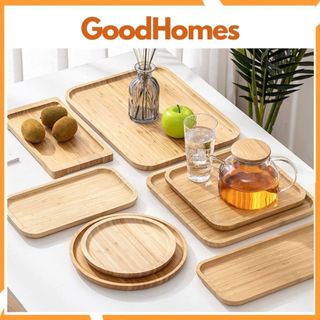 Khay gỗ tre đựng đồ ăn, uống trà, đựng bánh và decor