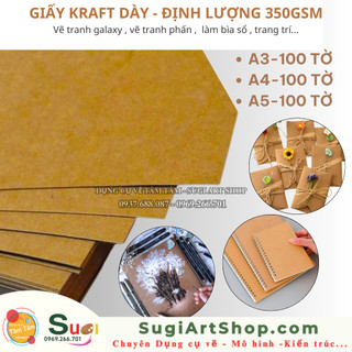 Sỉ 100 tờ - giấy kraft dày a3 / a4 / a5 - định lượng 350gsm - kraft 2 mặt - giấy cắt rập dày