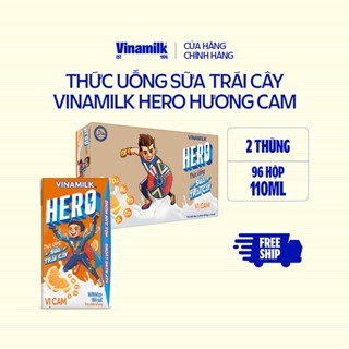 2 Thùng Thức uống Sữa trái cây Vinamilk Hero Vị Cam 110ml - 48 hộp/Thùng