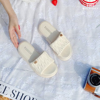 Dép nữ beeshoes - dép nữ bánh mỳ 3 phân sẵn màu kem đen 240206