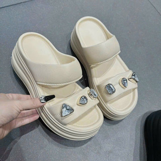 Dép nữ 2 quai ngang đính đá xuồng xốp đẹp