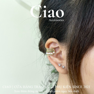   HOẢ TỐC 1H  Khuyên vành tai  Kẹp vành tai mạ bạc thiết kế cổ điển mã 02 Ciao accessories 
