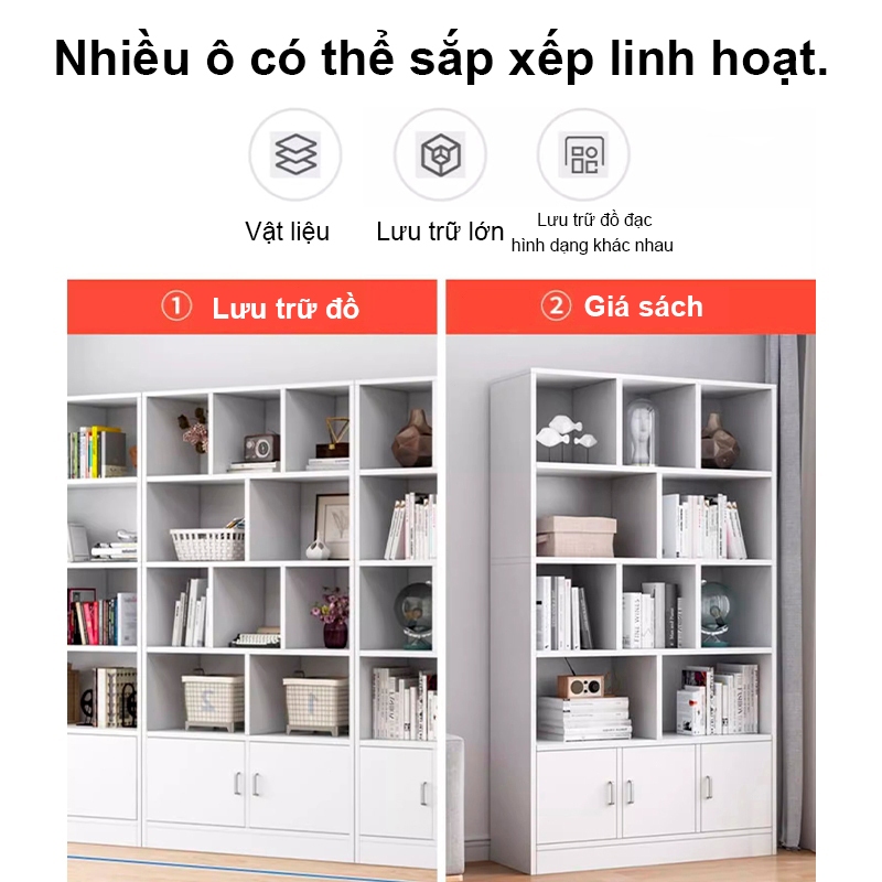 MY Kệ Sách Gỗ Tủ đựng đồ Nhiều Ngăn Chất Liệu MDF Chống Nước Tốt Có Nhà Phong Cách Hiện đại | BigBuy360 - bigbuy360.vn