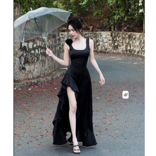 Đầm lụa sẻ đùi đi tiệc hai lớp chất mềm mại(kèm quần rời)