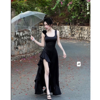 Đầm lụa sẻ đùi đi tiệc hai lớp chất mềm mại(kèm quần rời)