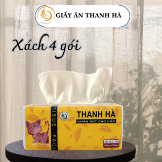Giấy ăn Thanh Hà, 4 gói 4 lớp giấy, giấy rút, khăn giấy