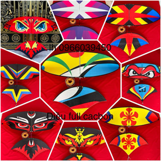 Combo Diều sáo 1m7 khung cacbon +guồng dây ,điều lắp ghép khung full cacbon áo vải in nhiệt