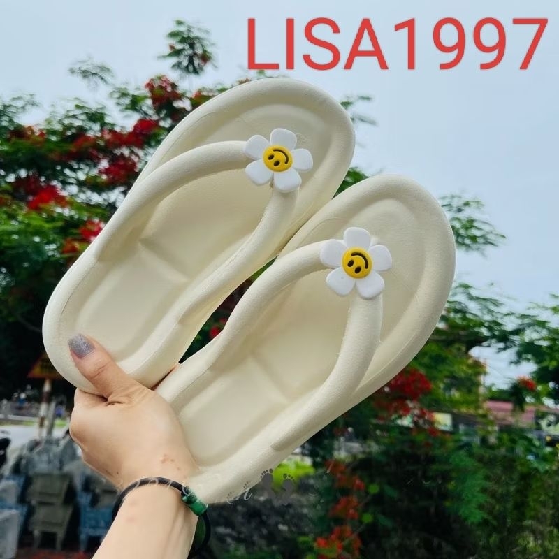 Dép tông xỏ ngón đế mỏng mềm êm đính hoa cúc
