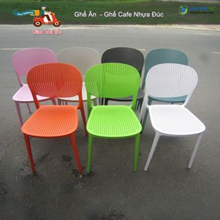 Ghế nhựa cafe văn phòng bàn ăn cao cấp đúc nguyên khối tựa lưng cao xếp chồng giá rẻ LA1007