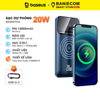 Sạc dự phòng Sạc Nhanh Không Dây Baseus Magnetic Wireless Fast charging 10000mAh 20W 2022 Edition