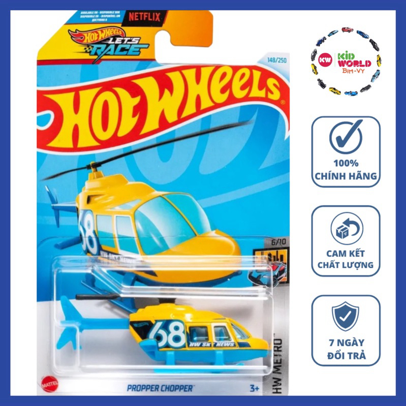 Máy bay trực thăng mô hình Hot Wheels basic Propper Chopper HTB18.
