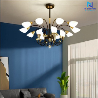 Đèn chùm hiện đại,đèn chùm hoa tuylip 15 tay trang trí phòng khách tặng kèm bóng_ hoàng anh lighting