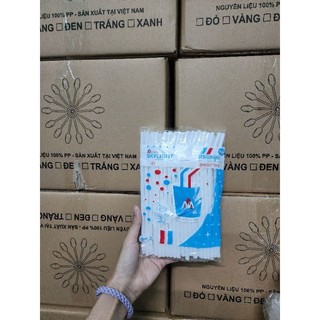 Ống hút cong phi 6 đen/trắng - 80 ống/túi