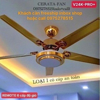 [HÀNG CÓ DÂY CÁP TREO AN TOÀN -Động Cơ INVERTER Lõi Đồng] Quạt Trần Có Điều Khiển 6 Số Mã V24K,3 Chế Độ Đèn LED
