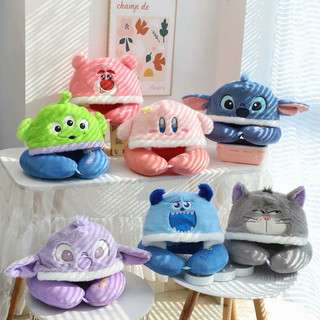 Gối cổ kèm mũ văn phòng du lịch hỗ trợ tránh đau mỏi gối chữ u chuột lang nước Capybara ngủ trưa (mã 05)