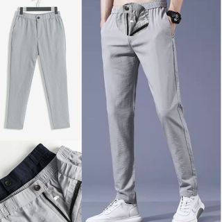 Quần Đũi nam ống suông slim fit - Quần nam lưng thun có khoá kéo chất vải đũi mát