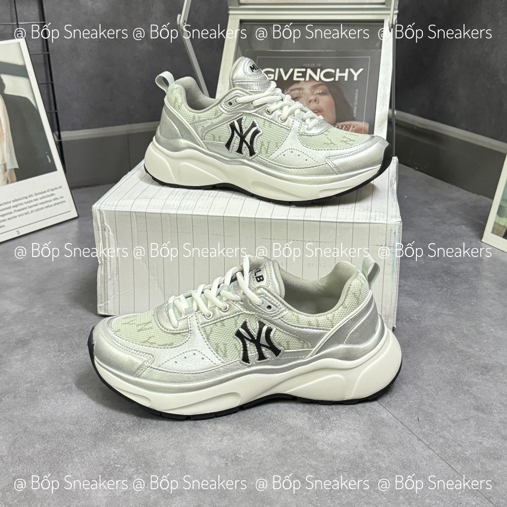 Giày MLB Korea Fastball Classic Monogram New York Yankees Silver, Giày MLB Korea Fastball Classic Mo
