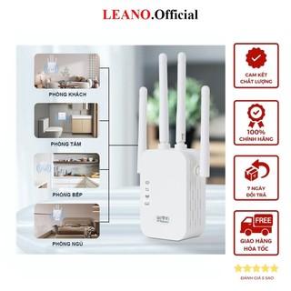 Bộ kích sóng wifi LEANO 4 râu tốc độ 300Mbps, Kích sóng wifi phát xuyên tường cực mạnh