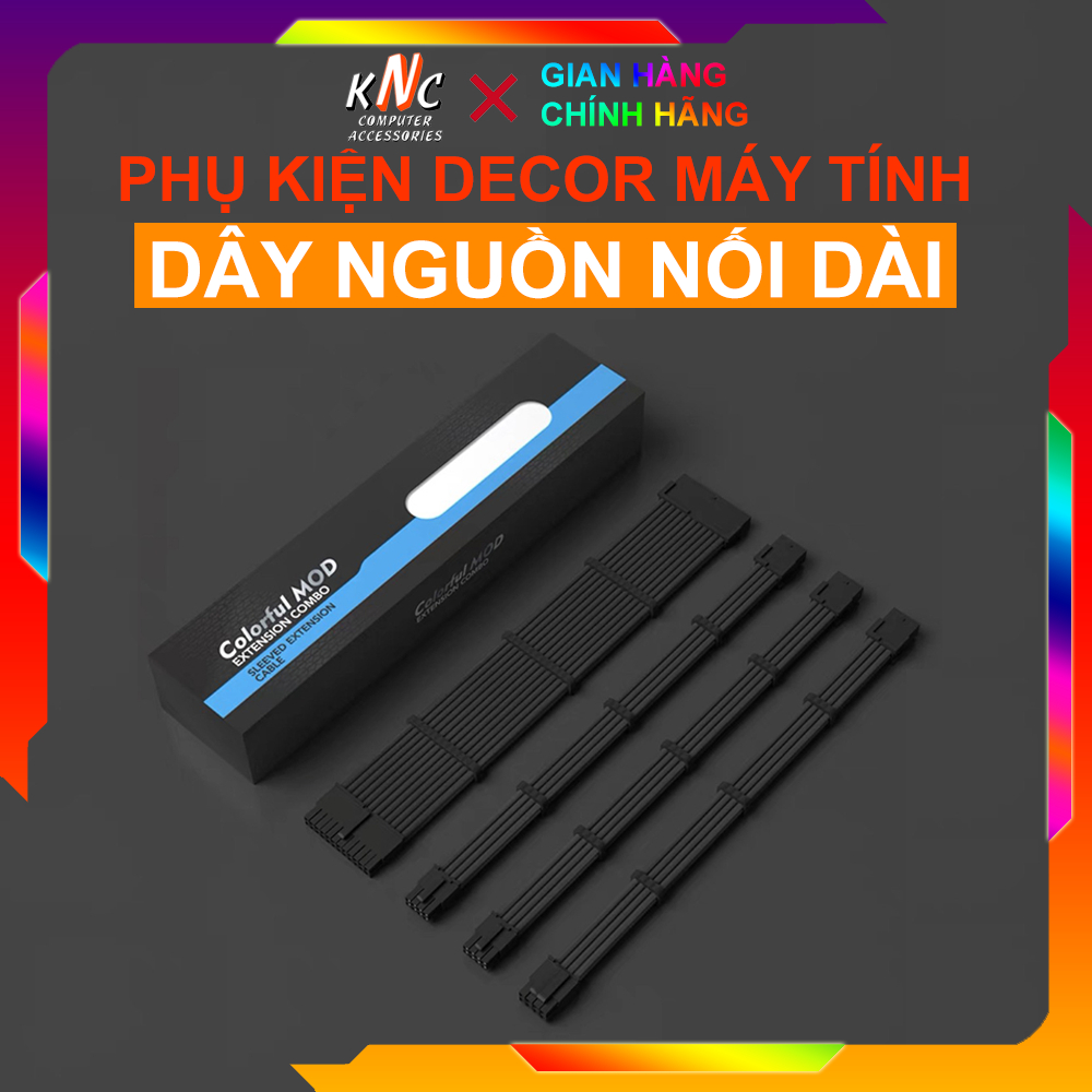 Bộ Dây Nguồn Nối Dài Bọc Dù Colorful Mod Màu Đen - Hàng FullBox