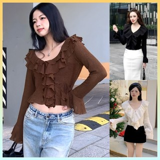  SET (2 MÓN) áo LEN XỐP LƯỚI NHUYỄN phối bèo tay loe kèm áo 2 DÂY thời trang xinh xắn - L2M