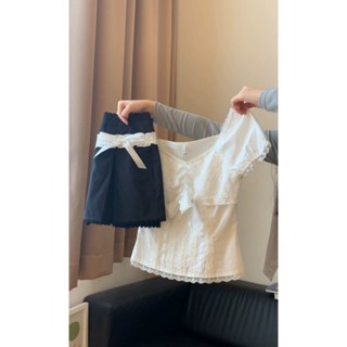 [ Bigsize 55-100kg] Set y2k áo ren mix chân váy đuôi cá tôn dáng chubby nữ tính điệu đà(sẵn)