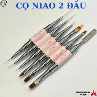 Cọ Niao 2 đầu cán hồng vẽ móng - Cọ nail chuyên dụng (cọ nét, cọ râu, cọ đắp gel, cọ bản, cọ ombre) màu hồng - Nails Red