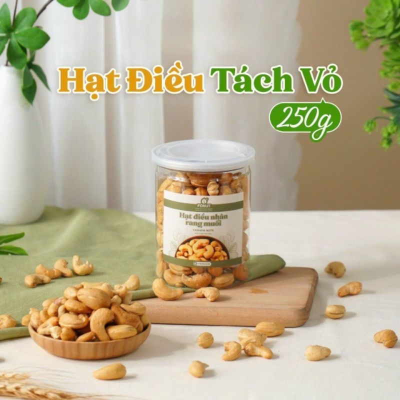 Hạt điều rang muối bình phước tách vỏ hũ 250gr