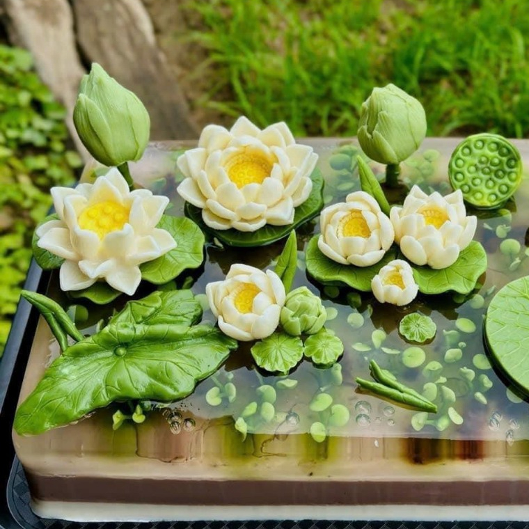 Khuôn hoa sen thái khuôn silicon hoa sen khuôn rau câu hoa sen 4d làm thạch bánh sinh nhậtxôi đậu xô