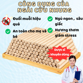100 Điếu Nhang Ngải Cứu đuổi muỗi, an toàn chống muỗi cho bé, xông nhà thơm phòng kèm đế gỗ