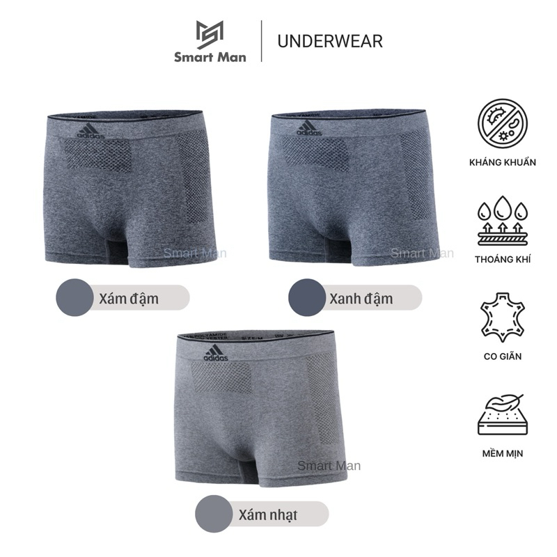 Combo 3 Quần Sịp Đùi Nam Boxer SMART MAN - Quần Lót Boxer Nam Vải Dệt Kim Cao Cấp