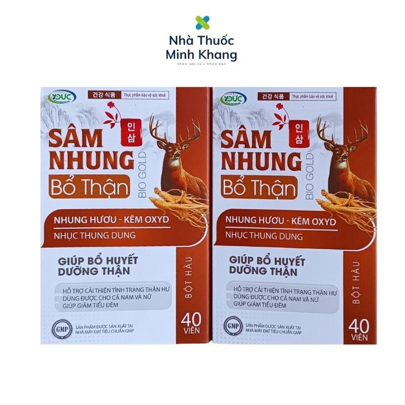 Viên Uống Sâm Nhung Bổ Thận- Nhung Huơu-Giúp Bổ Huyết Dưỡng Thận, Cải Thiện Thân Hư, Tiểu Đêm Nhiều Lần. Hộp 40 Viên