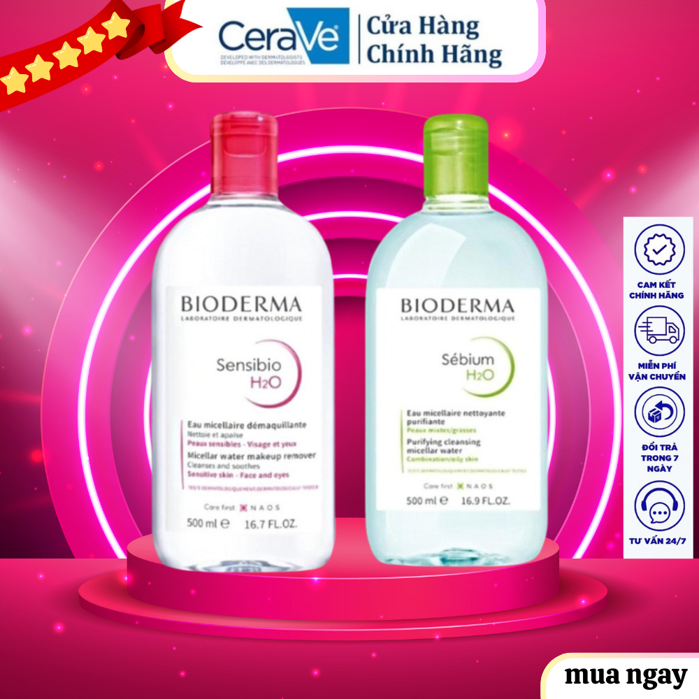 Nước tẩy trang bioderma 500ml dành cho mọi loại da chính hãng- cerave store vip