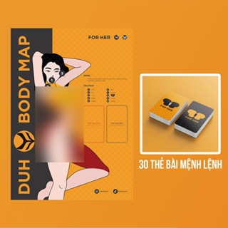 [Che Tên] Bảng Game Body Map Nữ Dành Cho Cặp Đôi Dạo Đầu Khám Phá Cơ Thể Nữ Kèm 30 Thẻ Bài Mệnh Lệnh Tư Thế Tình Ái