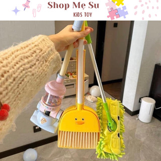 Bộ dụng cụ lau nhà cho bé phong cách Hàn Quốc, bộ chổi vịt kèm hót rác cây lau nhà hút bụi cho bé tập làm việc nhà