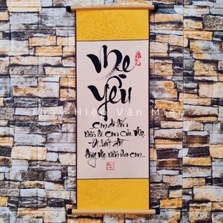 Tranh thư pháp chữ Mẹ Yêu 25x60cm