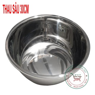 Thau inox 201 sâu lòng trộn salad đa năng kích thước 30cm tiện dụng
