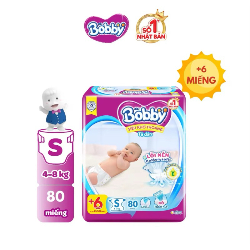 ( Tặng 6 miếng  ) TÃ DÁN BOBBY SIÊU THẤM SIÊU THOÁNG S80/S80+6/M76+6