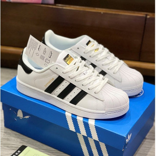 Giày Thể Thao Nam Nữ Addidas Superstar, giày sneaker Sò 3 Sọc Đen Trắng Thời Trang Fullbox