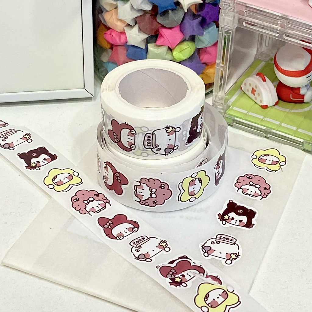 Cuộn Sticker 350 Thank You Sticker Sanrio, Melody, Cinnamoroll, Kuromi, Purin Dễ Thương Dán Trang Tr